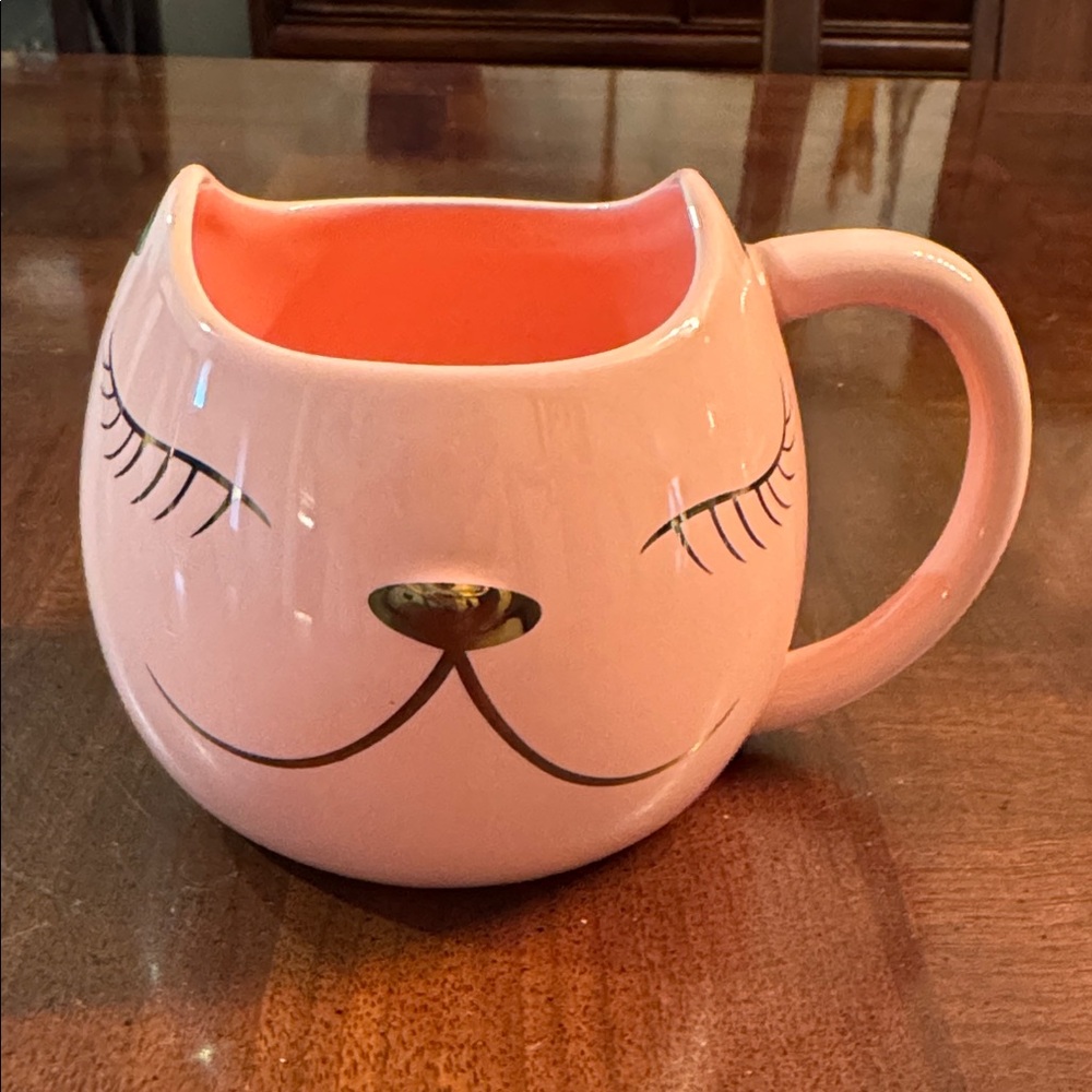 Cat Kitty Arlington Designs Pink And Gold Sleepy Kitty Mug Large 16 oz Adorable